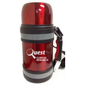 40 Oz. Vacuum Insulated Wide Mouth Bottle w/ Shoulder Strap - Red Coated